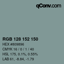 颜色代码: RGB 128 152 150 | qconv.com