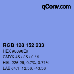 カラーコード: RGB 128 152 233 | qconv.com