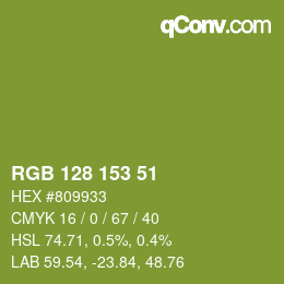 Color code: RGB 128 153 51 | qconv.com