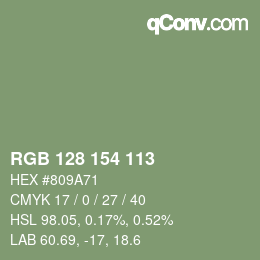 カラーコード: RGB 128 154 113 | qconv.com