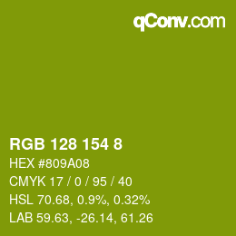 カラーコード: RGB 128 154 8 | qconv.com