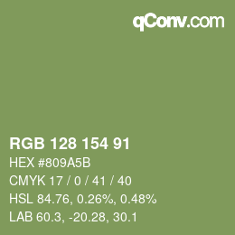 颜色代码: RGB 128 154 91 | qconv.com