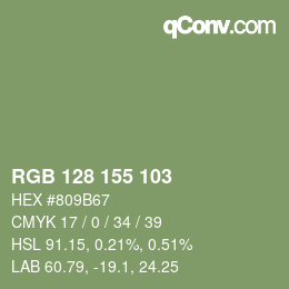 Color code: RGB 128 155 103 | qconv.com