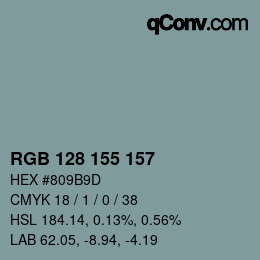 颜色代码: RGB 128 155 157 | qconv.com
