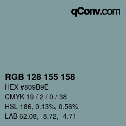 颜色代码: RGB 128 155 158 | qconv.com