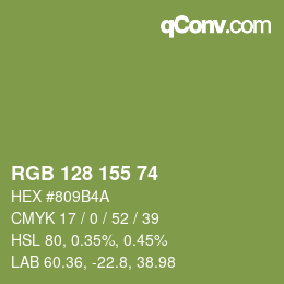 Color code: RGB 128 155 74 | qconv.com
