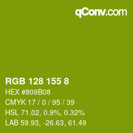 Color code: RGB 128 155 8 | qconv.com