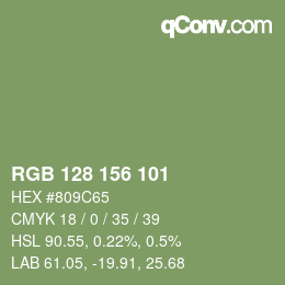 颜色代码: RGB 128 156 101 | qconv.com