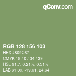 颜色代码: RGB 128 156 103 | qconv.com