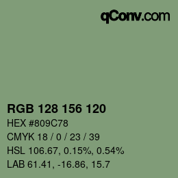 Color code: RGB 128 156 120 | qconv.com