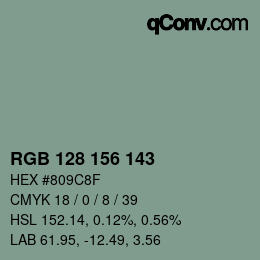 カラーコード: RGB 128 156 143 | qconv.com