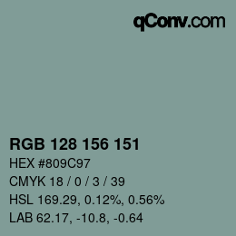 Color code: RGB 128 156 151 | qconv.com
