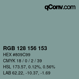 カラーコード: RGB 128 156 153 | qconv.com