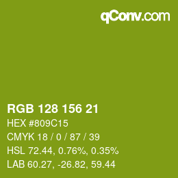 カラーコード: RGB 128 156 21 | qconv.com