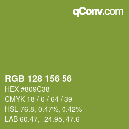 カラーコード: RGB 128 156 56 | qconv.com