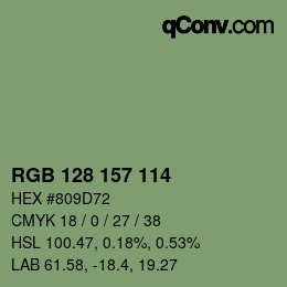 Color code: RGB 128 157 114 | qconv.com