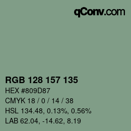 Color code: RGB 128 157 135 | qconv.com
