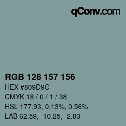 Color code: RGB 128 157 156 | qconv.com