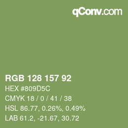 Color code: RGB 128 157 92 | qconv.com