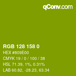 Color code: RGB 128 158 0 | qconv.com