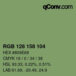 カラーコード: RGB 128 158 104 | qconv.com
