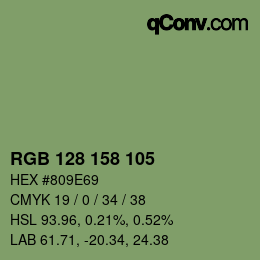 颜色代码: RGB 128 158 105 | qconv.com