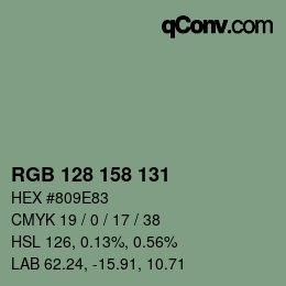 颜色代码: RGB 128 158 131 | qconv.com