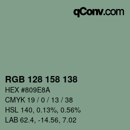 Color code: RGB 128 158 138 | qconv.com