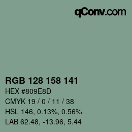 カラーコード: RGB 128 158 141 | qconv.com