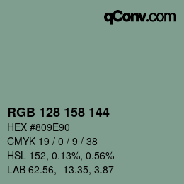 颜色代码: RGB 128 158 144 | qconv.com