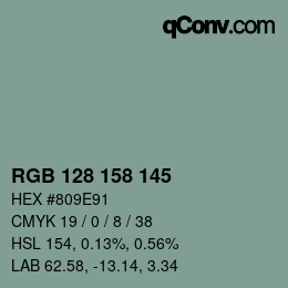 颜色代码: RGB 128 158 145 | qconv.com