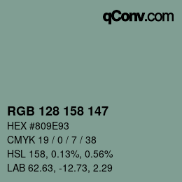 颜色代码: RGB 128 158 147 | qconv.com