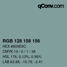 颜色代码: RGB 128 158 156 | qconv.com