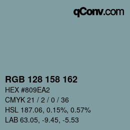 Color code: RGB 128 158 162 | qconv.com