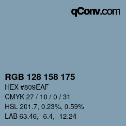 颜色代码: RGB 128 158 175 | qconv.com