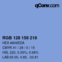 Color code: RGB 128 158 218 | qconv.com
