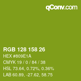 カラーコード: RGB 128 158 26 | qconv.com