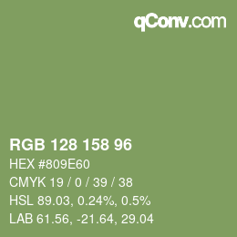 Color code: RGB 128 158 96 | qconv.com