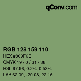 颜色代码: RGB 128 159 110 | qconv.com