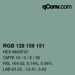 Color code: RGB 128 159 151 | qconv.com