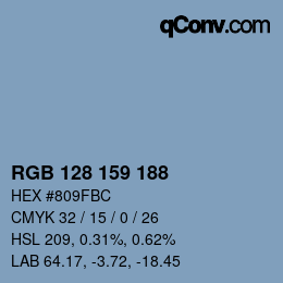 Color code: RGB 128 159 188 | qconv.com