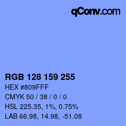 カラーコード: RGB 128 159 255 | qconv.com