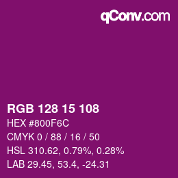 Color code: RGB 128 15 108 | qconv.com