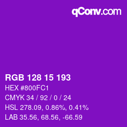 Color code: RGB 128 15 193 | qconv.com