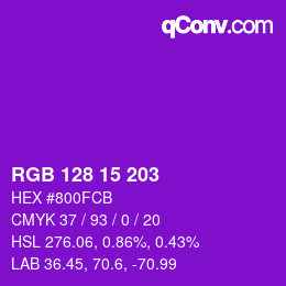 Color code: RGB 128 15 203 | qconv.com