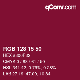 Color code: RGB 128 15 50 | qconv.com