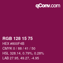 Color code: RGB 128 15 75 | qconv.com