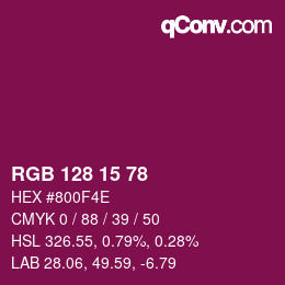 Color code: RGB 128 15 78 | qconv.com