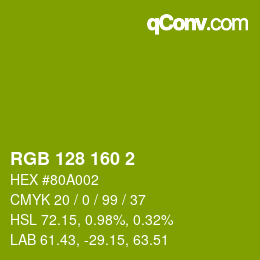 Color code: RGB 128 160 2 | qconv.com