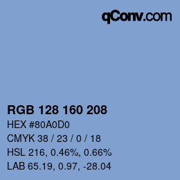 カラーコード: RGB 128 160 208 | qconv.com